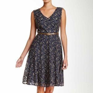 Maggy London sleeveless v-neck fit and flare dress